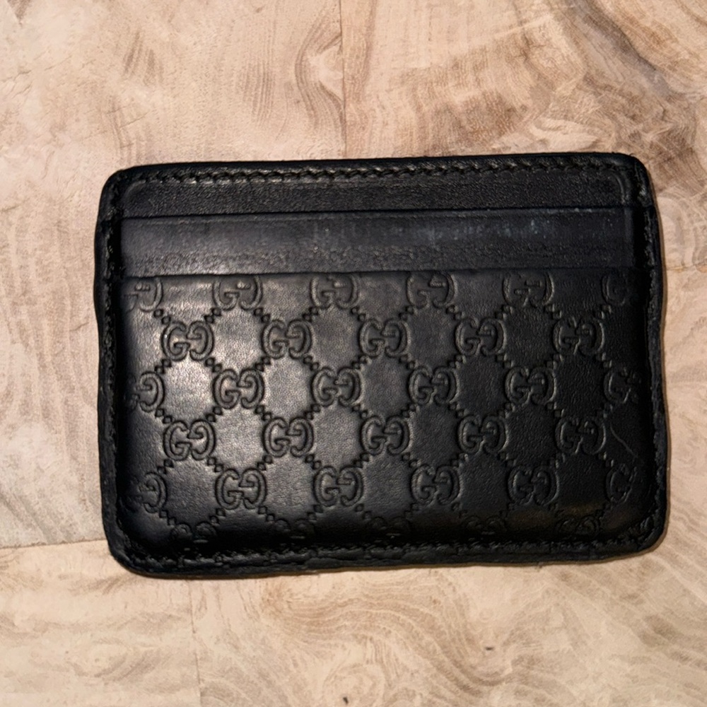 Gucci Microguccissima Black Leather
Card Case Wallet